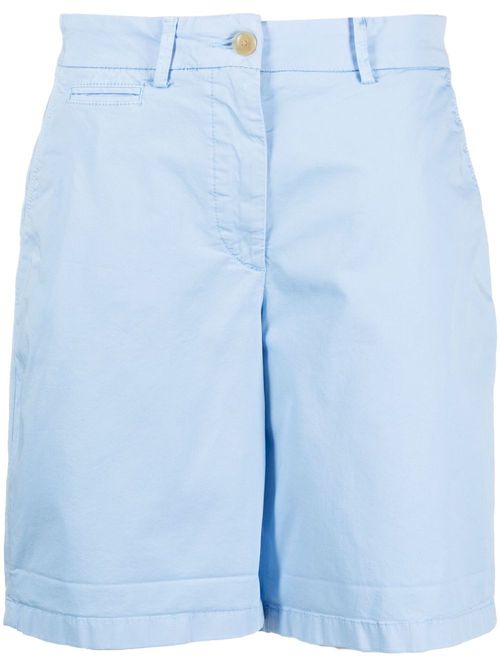 Embroidered-logo cotton-lyocell-blend shorts - Blue