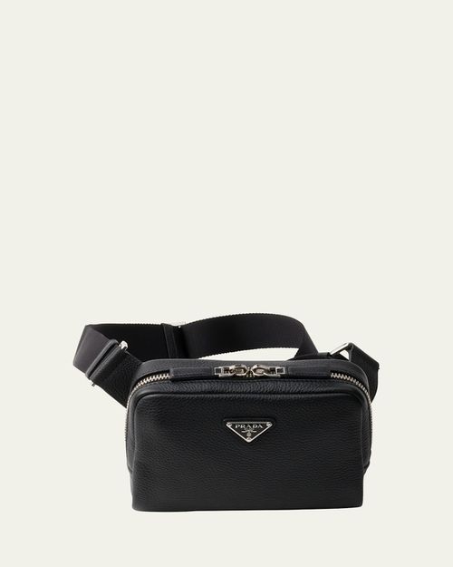 Men's Vitello Daino Leather Crossbody Bag