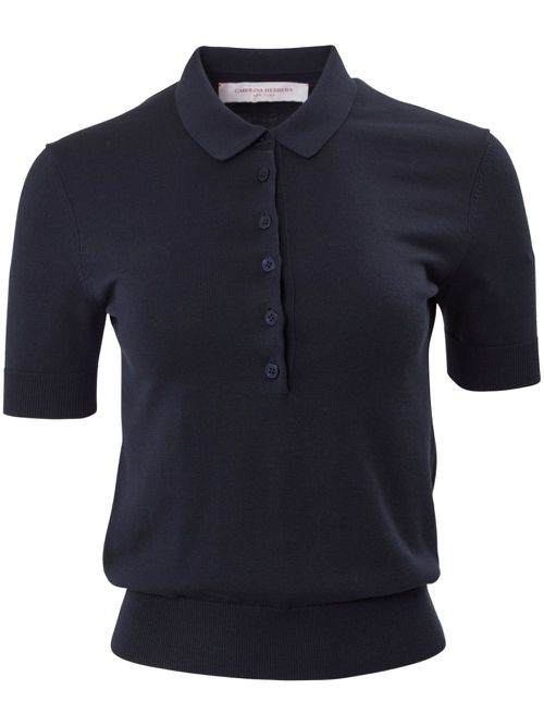 Silk-cotton knitted polo shirt - Blue