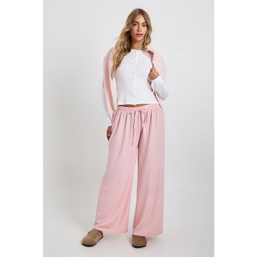 Boohoo Womens Textured Wide Leg Trouser - Pink Polyamide - Small/Mediu