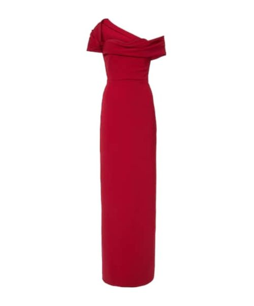 Draped off-shoulder crêpe gown