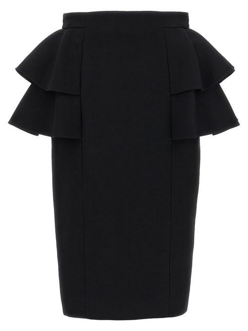 Ruffled Virgin Wool Skirt — Black