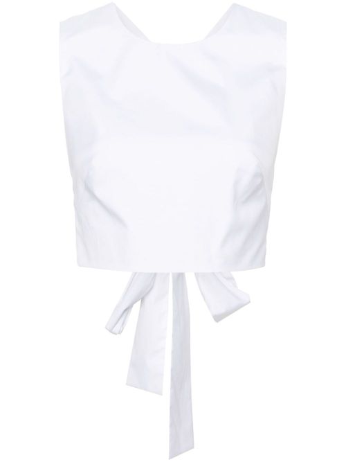 Wraparound cropped top - White
