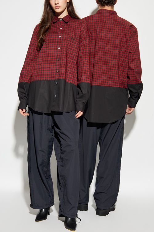 Shirt With Check Pattern, Unisex, Red