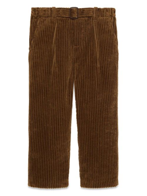 Logo-patch corduroy velvet trousers - Brown