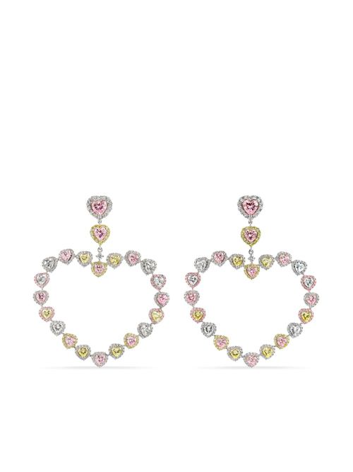 18kt white gold vermeil Love Heart diamond earrings - Silver