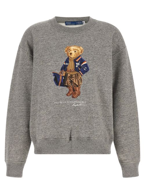 Polo Bear Logo Print Sweatshirt — Gray