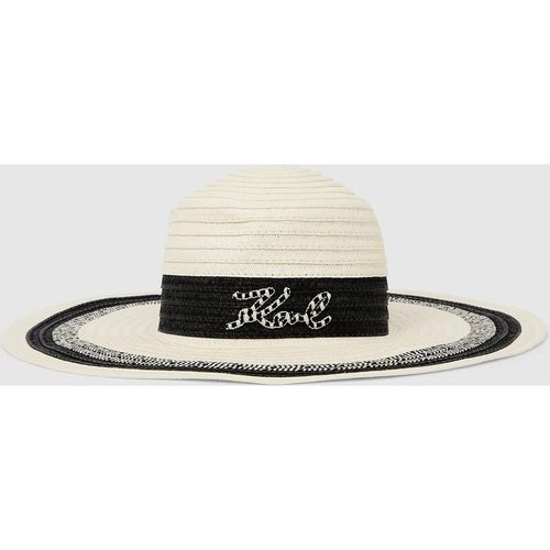 Karl Lagerfeld - K/signature Sonnenhut Mit Streifenlogo, Damen, Weiss/schwarz, Größe