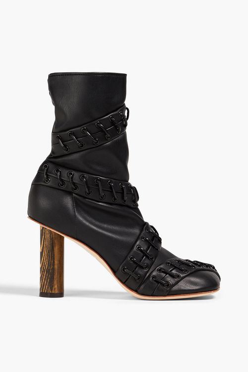 Greta lace-up faux leather ankle boots