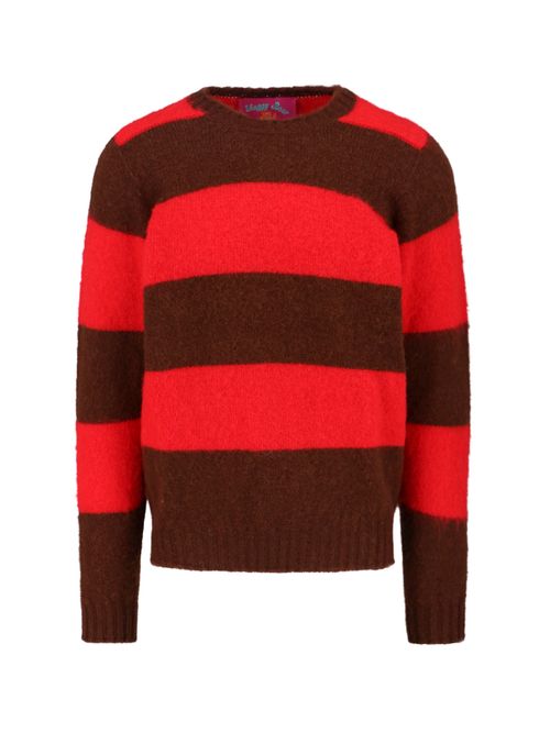 Chunky Striped Shaggy Wool Sweater for Men