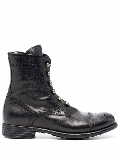 Off-centre button boots - Black