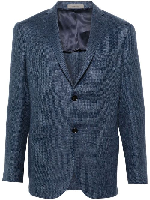 Single-breasted twill blazer - Blue