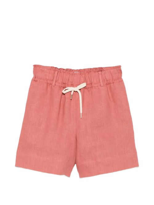 Elasticated-Waist Linen Shorts — raspberry pink