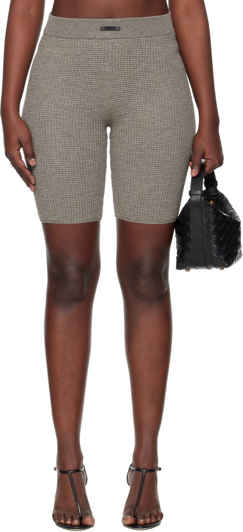 Brown Holiday Waffle Biker Shorts
