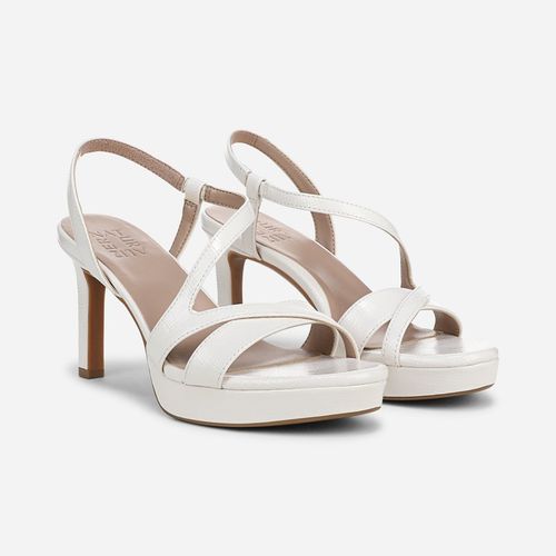 Abby Dress Sandals, Warm White Faux Leather Satin