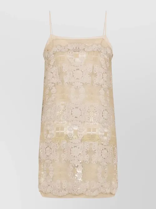 Ermanno Scervino - polyester mesh mini dress straight neckline
