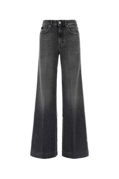 Wide-Leg Denim Jeans — Gray