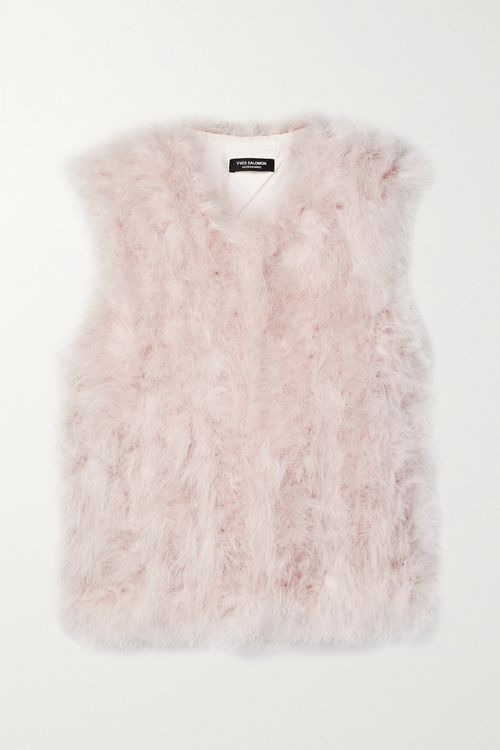Feathered Satin Vest - Pink - FR34