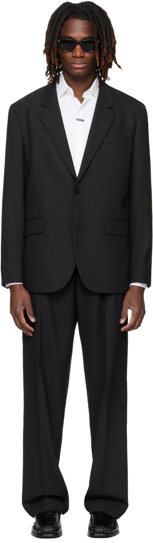 Black Two-Piece Modern-Fit Stretch Twill Suit