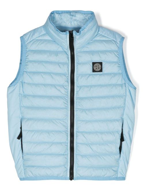 Logo-patch padded gilet - Blue