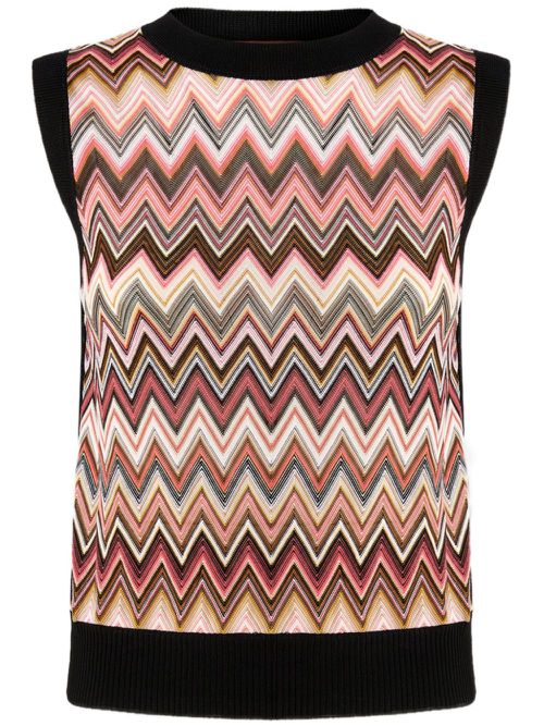 Zigzag-pattern tank top - Black