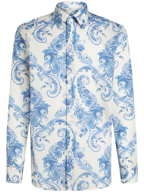 Paisley-print cotton shirt - Blue
