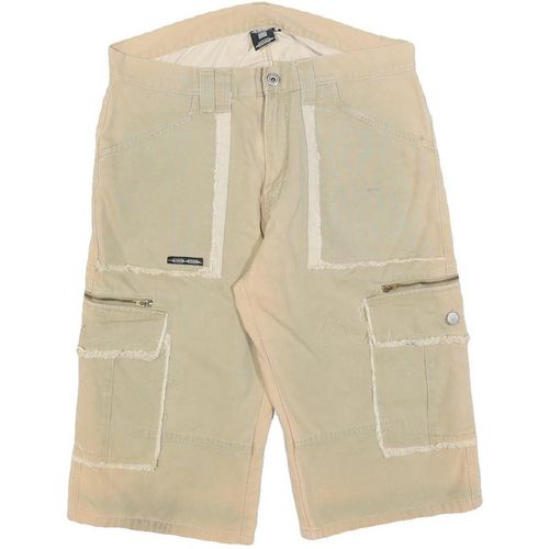 SIDEZ Mens Cotton Blend Beige Cargo Shorts M W32 Frayed Trim Pocket