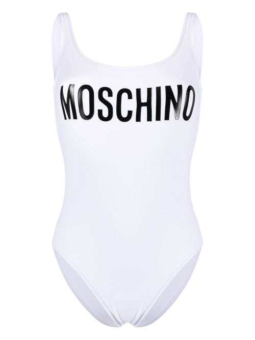 Logo-print open-back swimsuit - White
