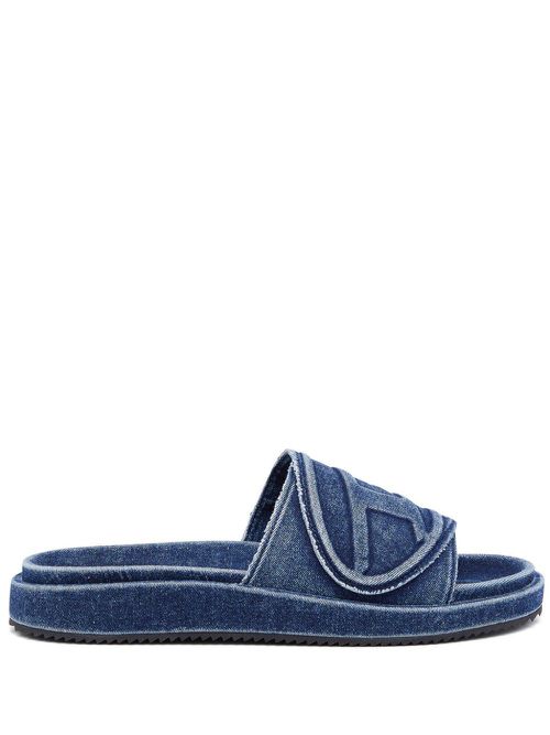 D Oval logo-embossed slides - Blue