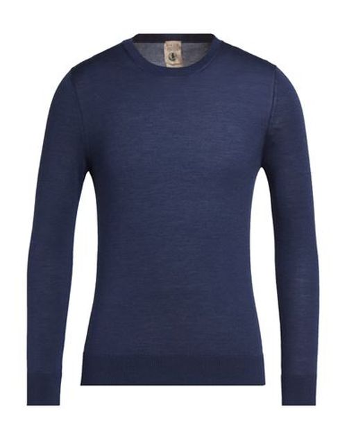 Man Sweater Navy Size 38 Super 140s Wool, Silk, Cashmere