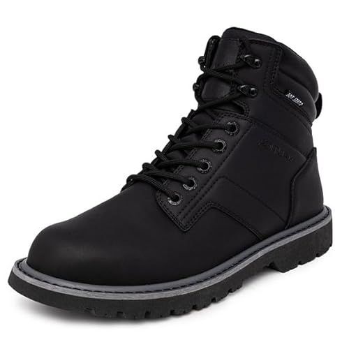 Nautica Mens Casual Lace Up Ankle Boots High Water & Slip Resistant Outdoor Lightweight Utility Leather Shoes for Work, Winter, Walking, Construction - Fitzro - Honey
