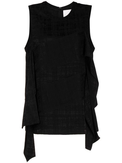 Panelled-design sleeveless top - Black