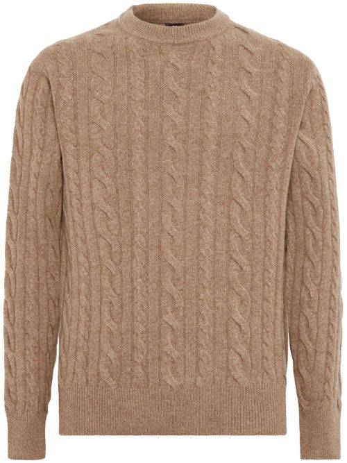 Taupe wool crew neck jumper - Brown