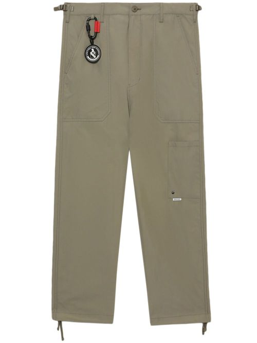 Logo-appliqué straight-leg trousers - Green