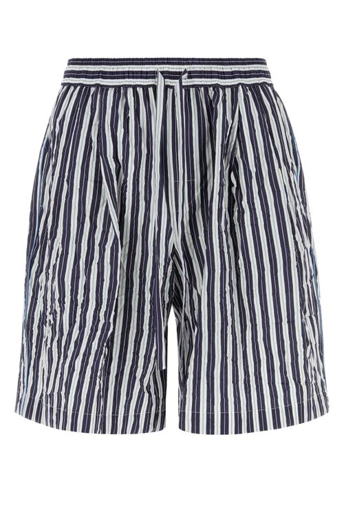 Striped Viscose Blend Bermuda Shorts — Navy