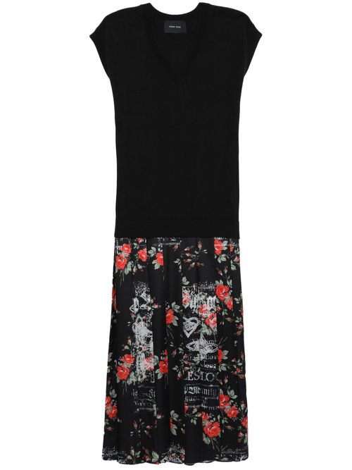 V-neck sleeveless midi dress - Black