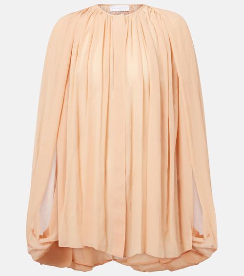 Draped silk chiffon blouse