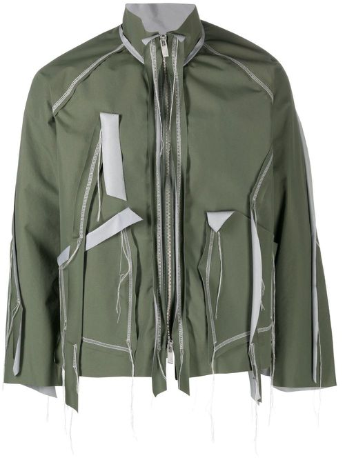 Distressed layered jacket - Green