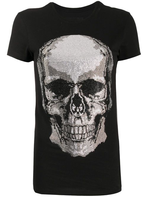 Skull rhinestone T-Shirt - Black