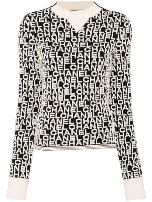 2001 logo-intarsia wool jumper - Black