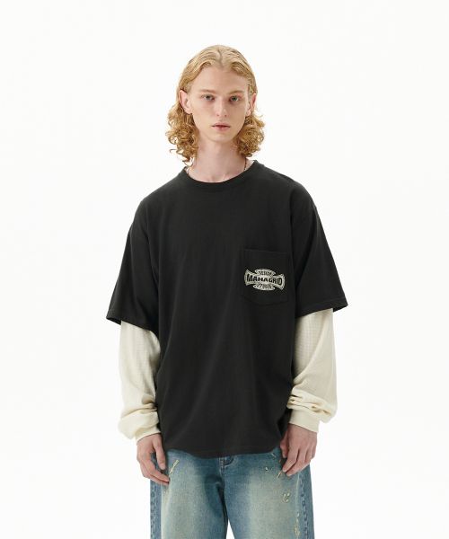 CROSS LOGO THERMAL LS TEE CHARCOAL