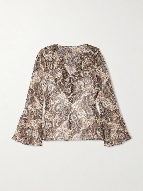 Kyrie Ruffled Paisley-print Silk-georgette Blouse - Multi