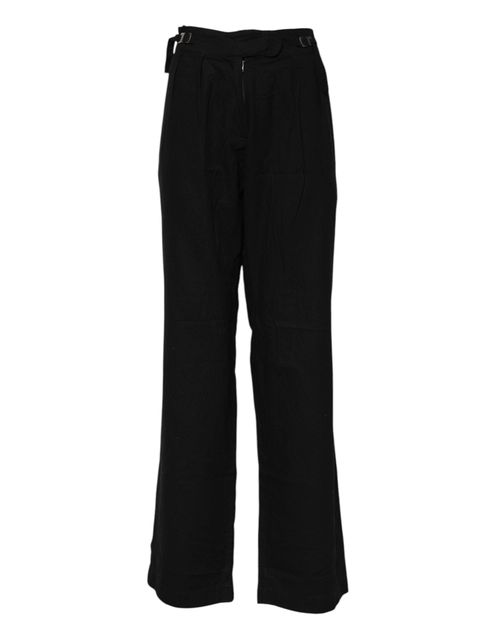 Virgin Wool High Waist Trousers — Black