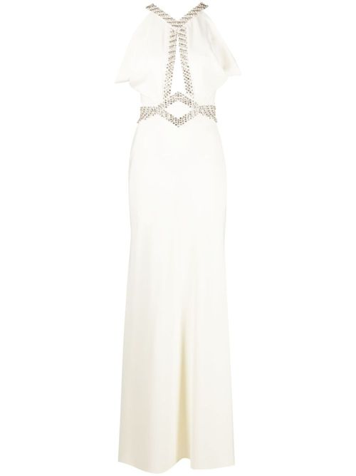 Crystal-embellished mermaid dress - Neutrals