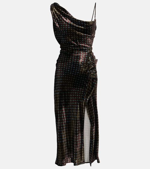 Asymmetric printed gown