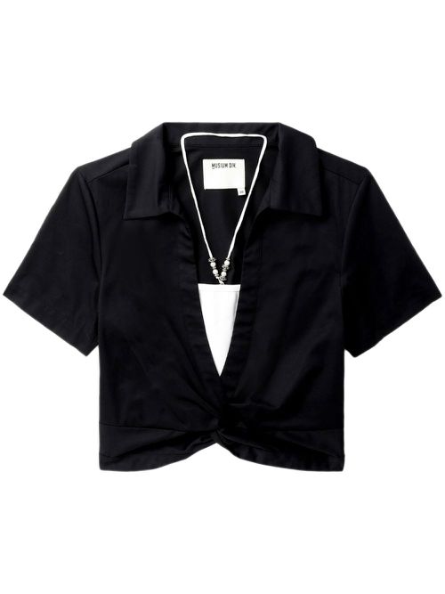 Layered cotton top - Black
