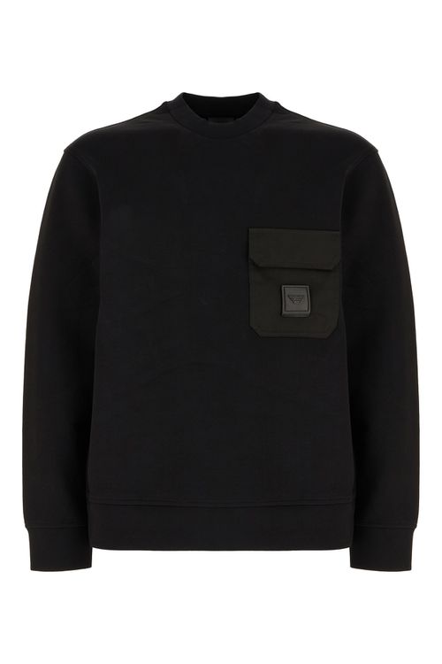 Black Stretch Cotton Blend Sweater