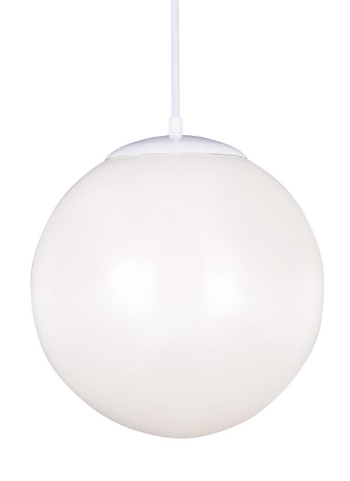 White One Light Pendant from the Leo - Hanging Globe Collection