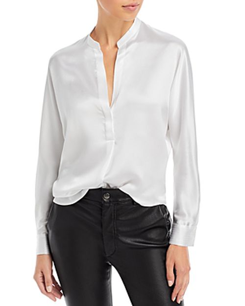 Silk Banded Collar Blouse