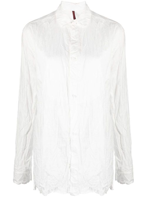 Crinkled long-sleeve cotton shirt - White